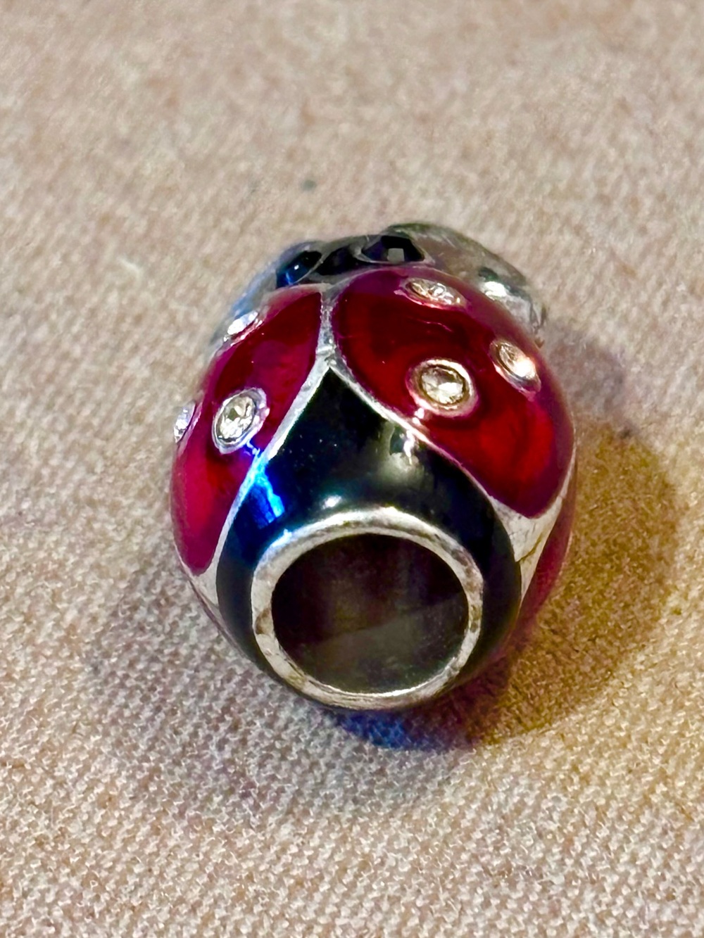 Brighton big ladybug bead with crystals for spots Red & black enamel Retired - Picture 6 of 9